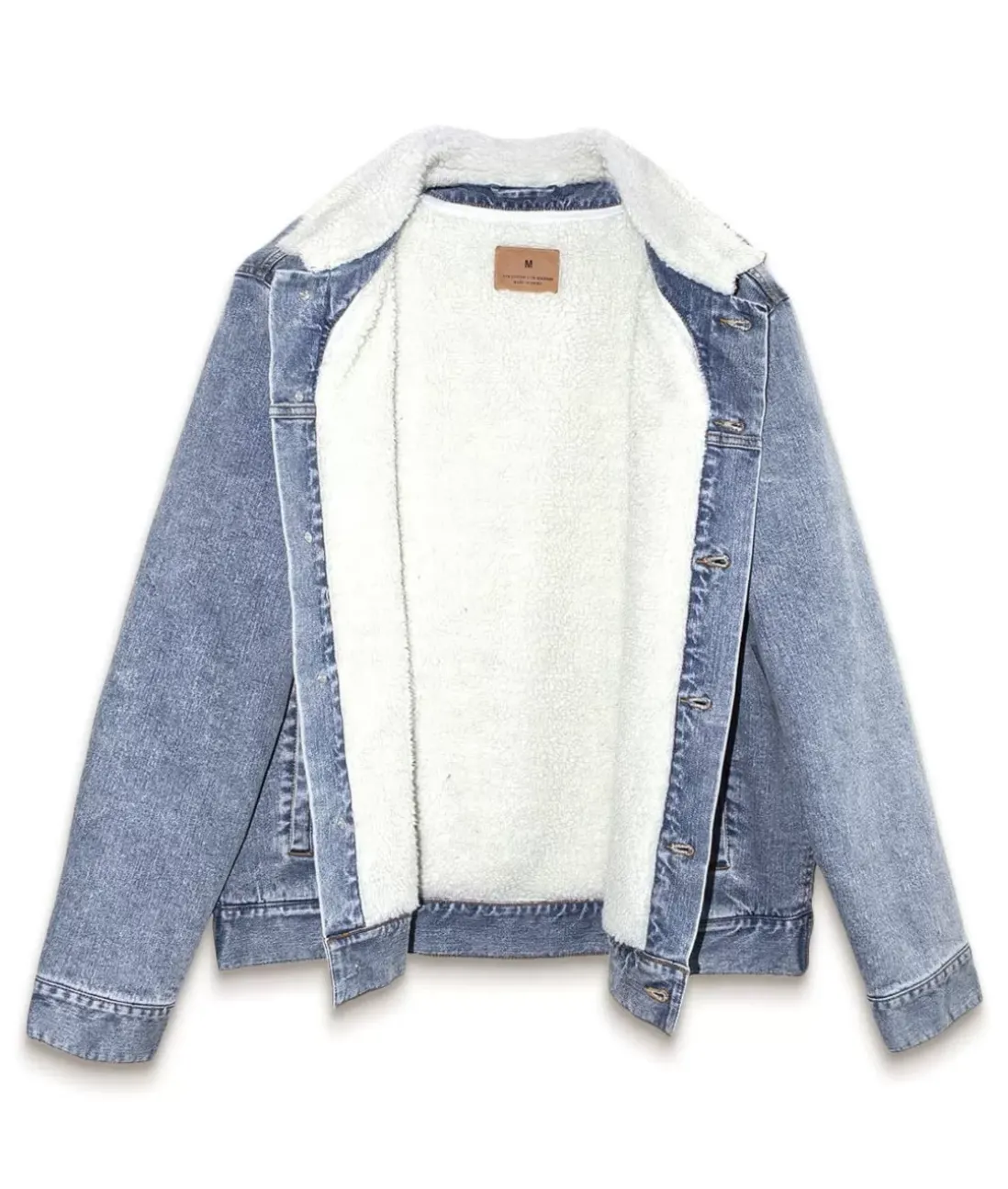 Women Nayked Apparel Outerwear>Unisex Soft Sherpa Lined Vintage Denim Jacket