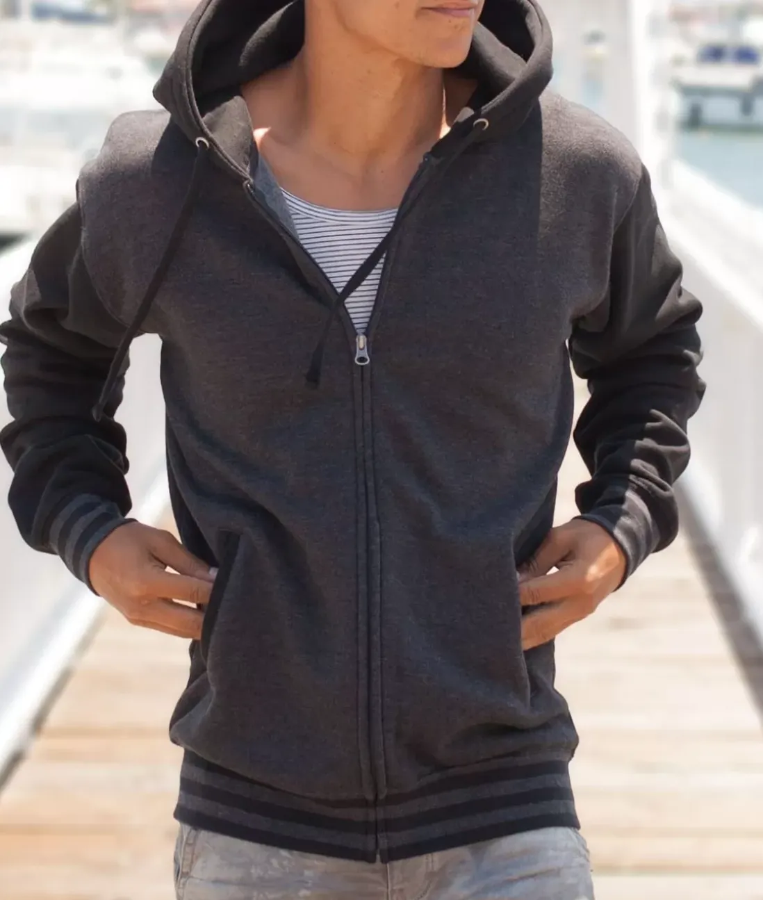 Women Nayked Apparel Outerwear>Varsity Full-Zip Hooded Fleece Jacket