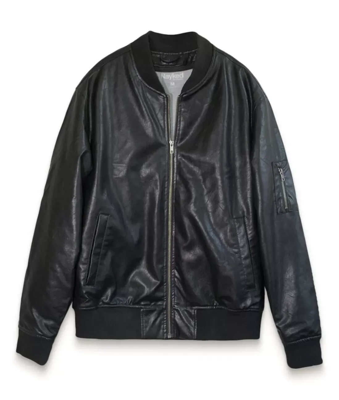 Men Nayked Apparel Shirts>Vegan Leather Recycled Bomber Jacket