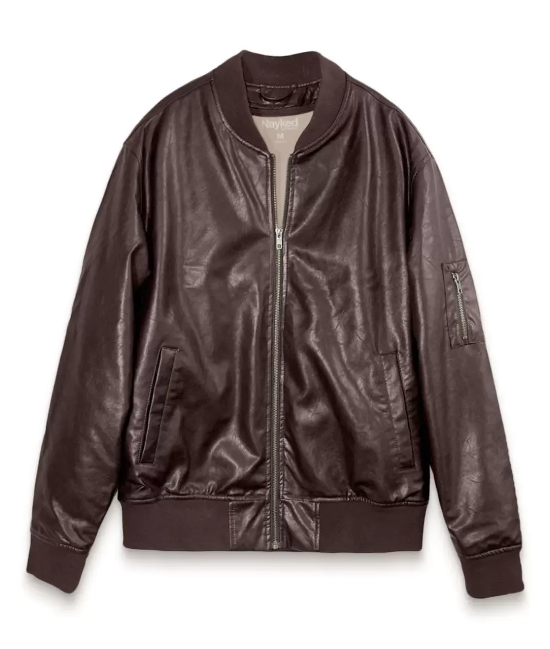 Men Nayked Apparel Outerwear>Vegan Leather Recycled Bomber Jacket