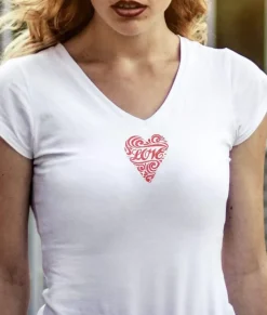 Women Nayked Apparel T-Shirts>Women'S Ridiculously Soft Deep V Graphic Tee | Love Script