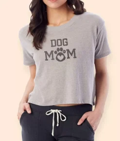 Women Nayked Apparel T-Shirts>Women'S Ridiculously Soft Vintage Crop Graphic Tee | Dog Mom