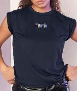 Women Nayked Apparel Tank Tops>Women'S Ridiculously Soft Flowy Rolled Cuff Muscle Graphic Tee | Loved