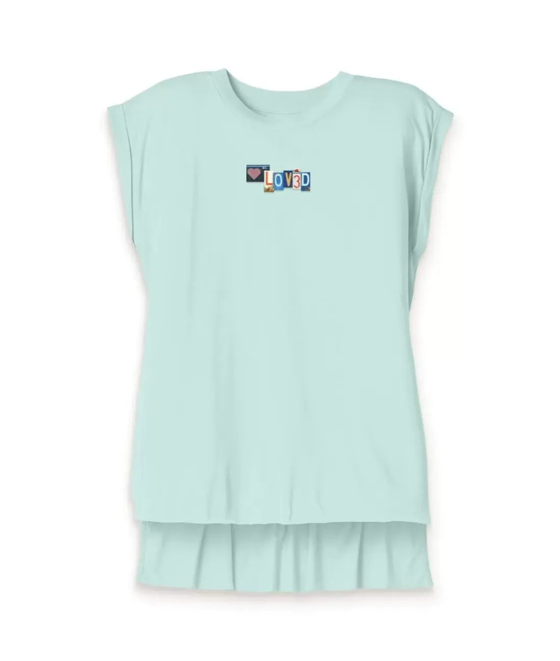 Women Nayked Apparel Tank Tops>Women'S Ridiculously Soft Flowy Rolled Cuff Muscle Graphic Tee | Loved