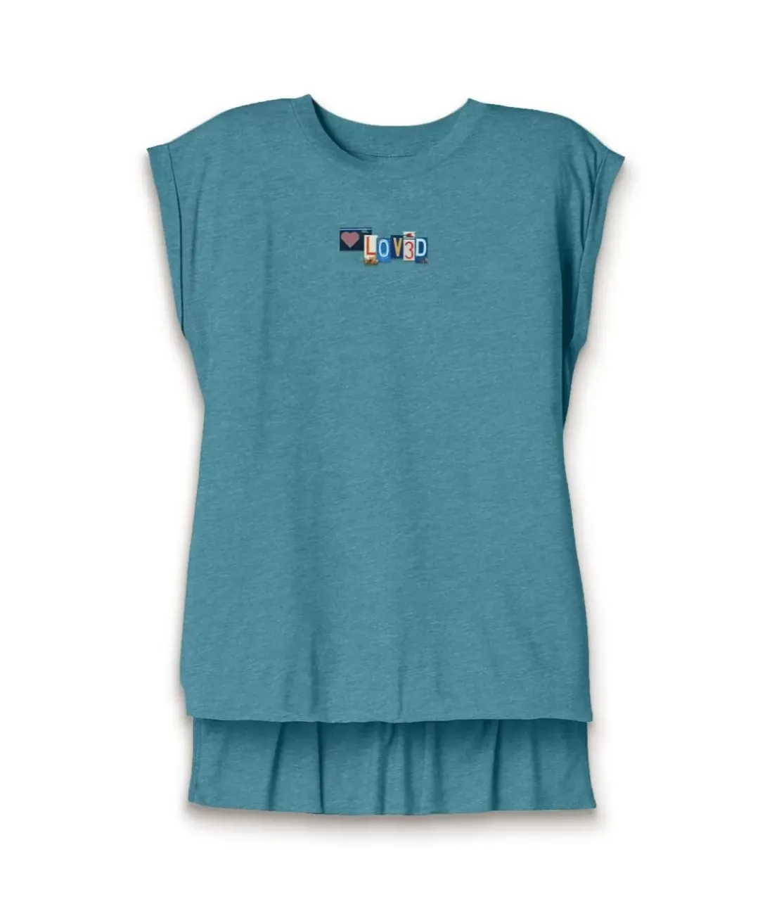Women Nayked Apparel Tank Tops>Women'S Ridiculously Soft Flowy Rolled Cuff Muscle Graphic Tee | Loved