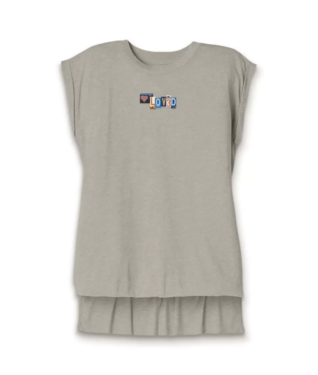 Women Nayked Apparel Tank Tops>Women'S Ridiculously Soft Flowy Rolled Cuff Muscle Graphic Tee | Loved