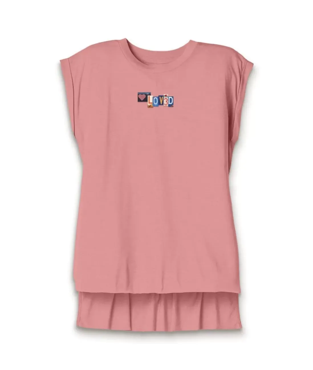 Women Nayked Apparel Tank Tops>Women'S Ridiculously Soft Flowy Rolled Cuff Muscle Graphic Tee | Loved