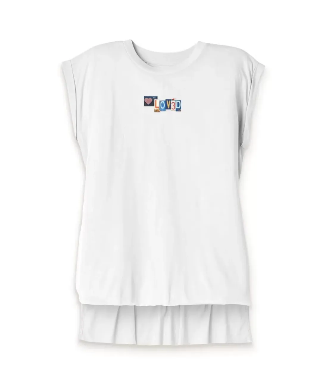 Women Nayked Apparel Tank Tops>Women'S Ridiculously Soft Flowy Rolled Cuff Muscle Graphic Tee | Loved