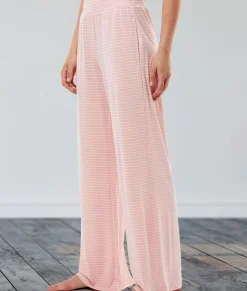 Women Nayked Apparel Athleisure>Women'S Ridiculously Soft Shirred Wide Leg Fine Line Striped Lounge Pants