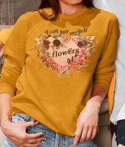 Women Nayked Apparel Tops>Women'S Ridiculously Soft Oversized Graphic Fleece Pullover | I Can Buy Myself Flowers