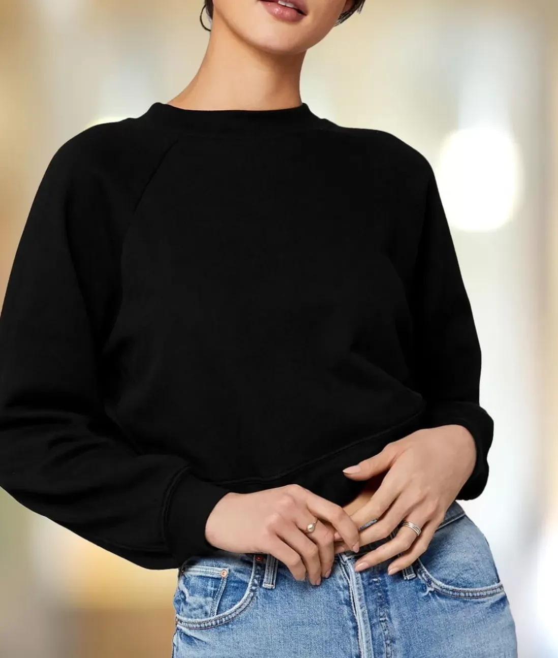 Women Nayked Apparel Hoodies & Sweatshirts>Women'S Ridiculously Soft Raglan Abbreviated Crop Pullover