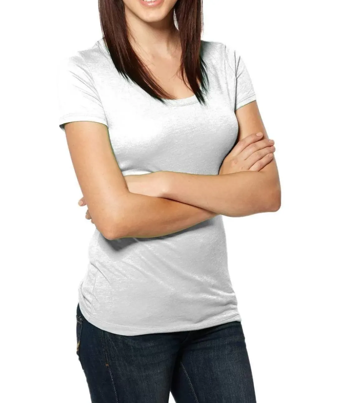Women Nayked Apparel Tops>Women'S Ridiculously Soft Lightweight Deep Scoop-Neck T-Shirt