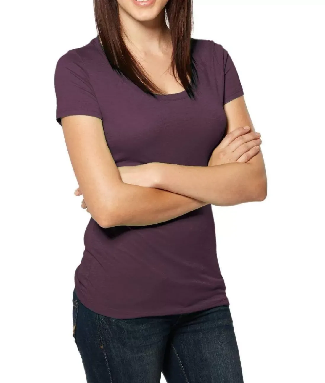 Women Nayked Apparel Tops>Women'S Ridiculously Soft Lightweight Deep Scoop-Neck T-Shirt
