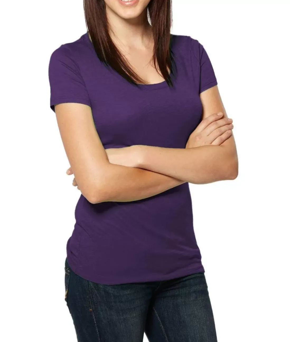 Women Nayked Apparel Tops>Women'S Ridiculously Soft Lightweight Deep Scoop-Neck T-Shirt