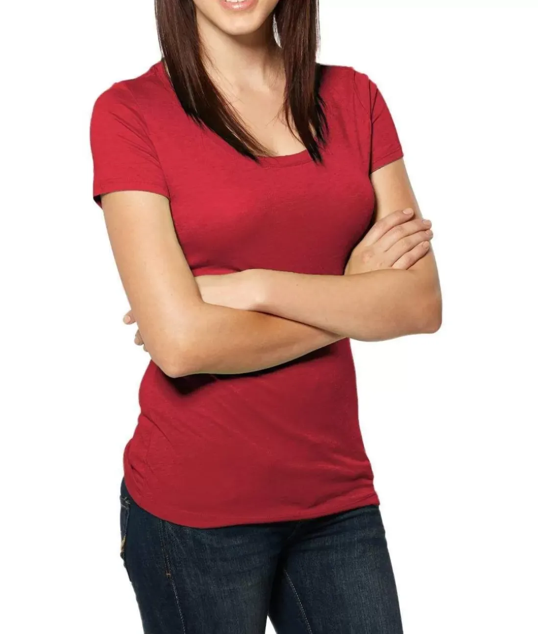 Women Nayked Apparel Tops>Women'S Ridiculously Soft Lightweight Deep Scoop-Neck T-Shirt
