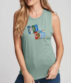 Women Nayked Apparel Tank Tops>Women'S Ridiculously Soft Festival Graphic Muscle Tank | Stay Gold