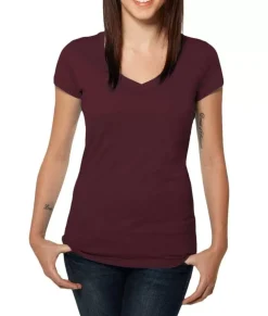 Women Nayked Apparel Tops>Women'S Ridiculously Soft 100% Cotton Fitted V-Neck T-Shirt