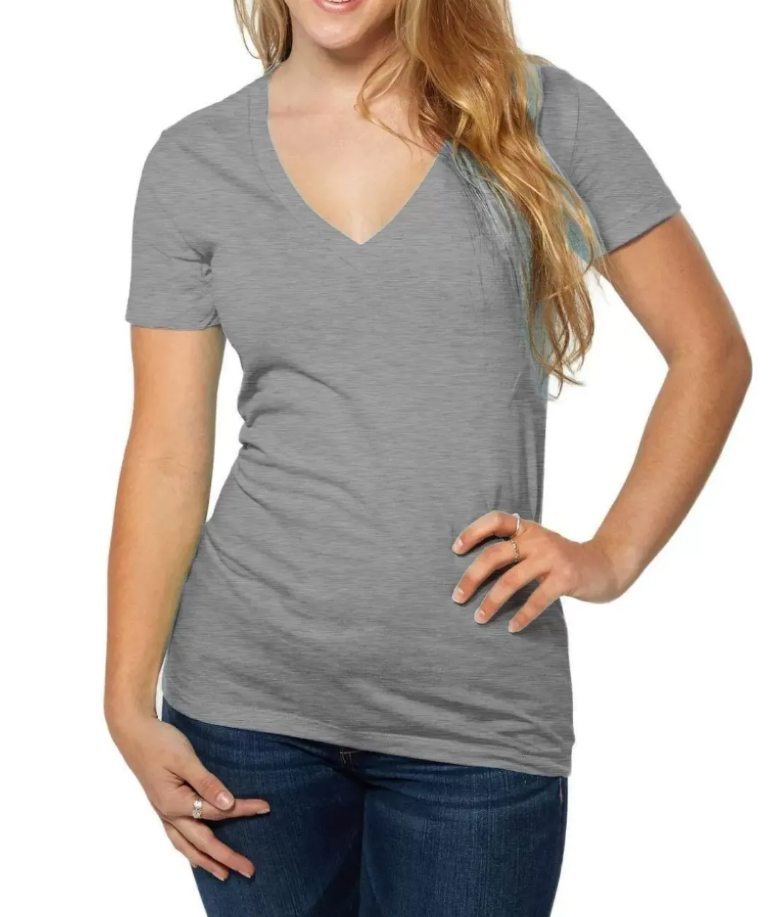 Women Nayked Apparel T-Shirts>Women'S Ridiculously Soft Deep V-Neck T-Shirt