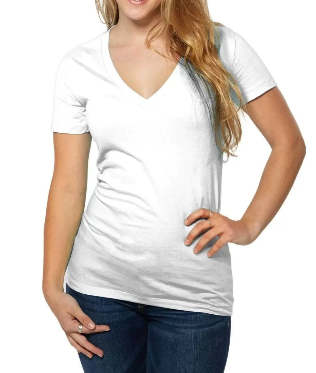 Women Nayked Apparel T-Shirts>Women'S Ridiculously Soft Deep V-Neck T-Shirt