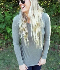 Women Nayked Apparel T-Shirts>Women'S Ridiculously Soft Lightweight Long Sleeve Scoop-Neck T-Shirt