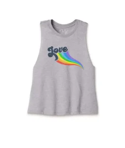 Women Nayked Apparel Tops>Women'S Ridiculously Soft Cropped Graphic Racerback Tank | Love