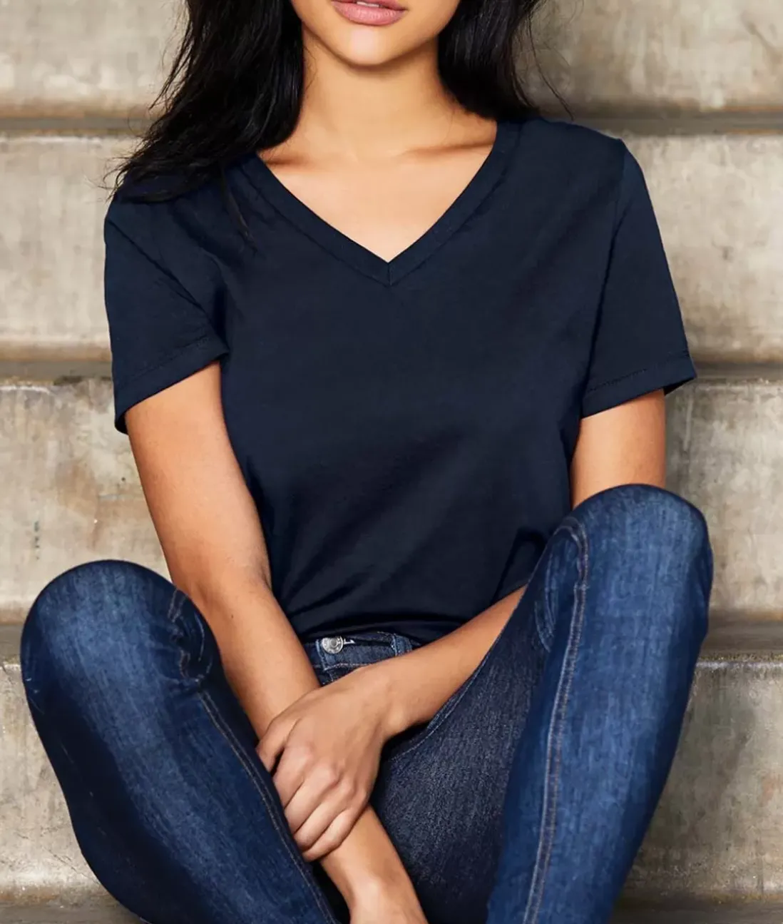 Women Nayked Apparel T-Shirts>Women'S Ridiculously Soft Relaxed Fit 100% Cotton V-Neck T-Shirt