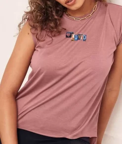 Women Nayked Apparel T-Shirts>Women'S Ridiculously Soft Flowy Rolled Cuff Muscle Graphic Tee | Loved