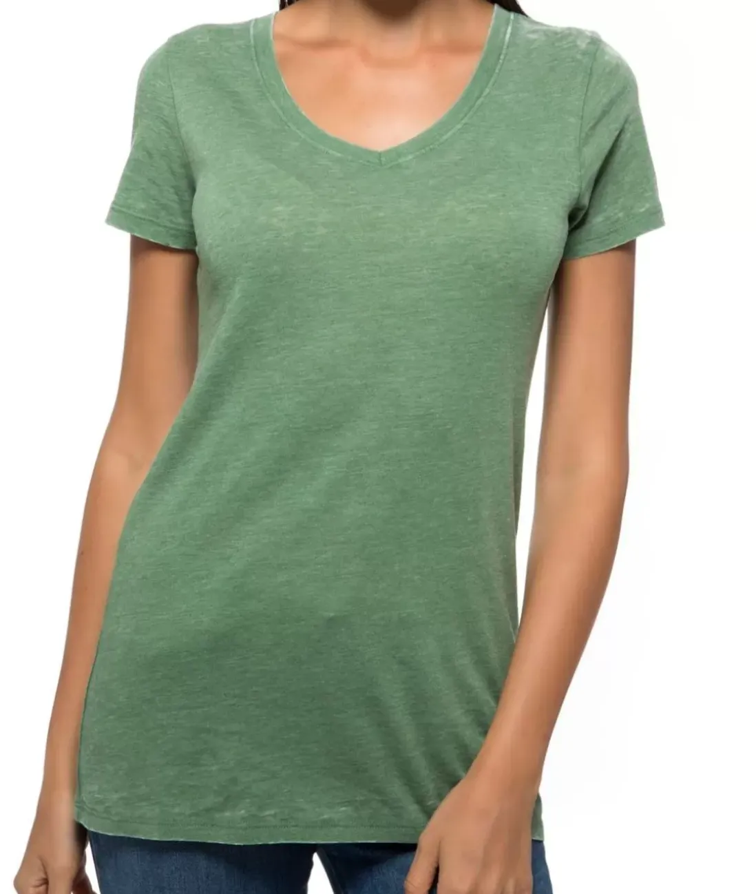 Women Nayked Apparel Tops>Women'S Ridiculously Soft Vintage Wash V-Neck Short Sleeve T-Shirt