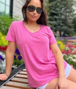 Women Nayked Apparel Tops>Women'S Ridiculously Soft Snow Heather V-Neck T-Shirt