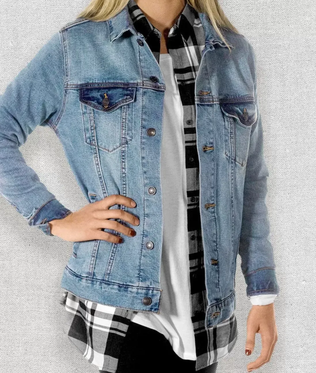 Women Nayked Apparel Tops>Women'S Soft Oversized Vintage Denim Jacket