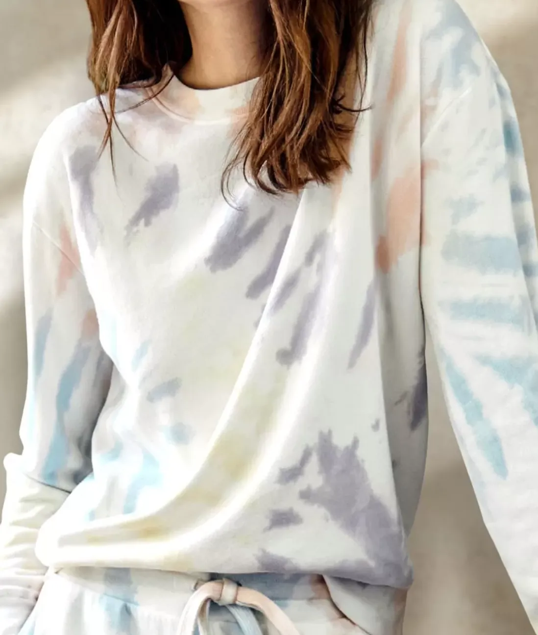 Women Nayked Apparel Tops>Women'S Soft Tie Dye Recycled Washed Terry Pullover Sweatshirt